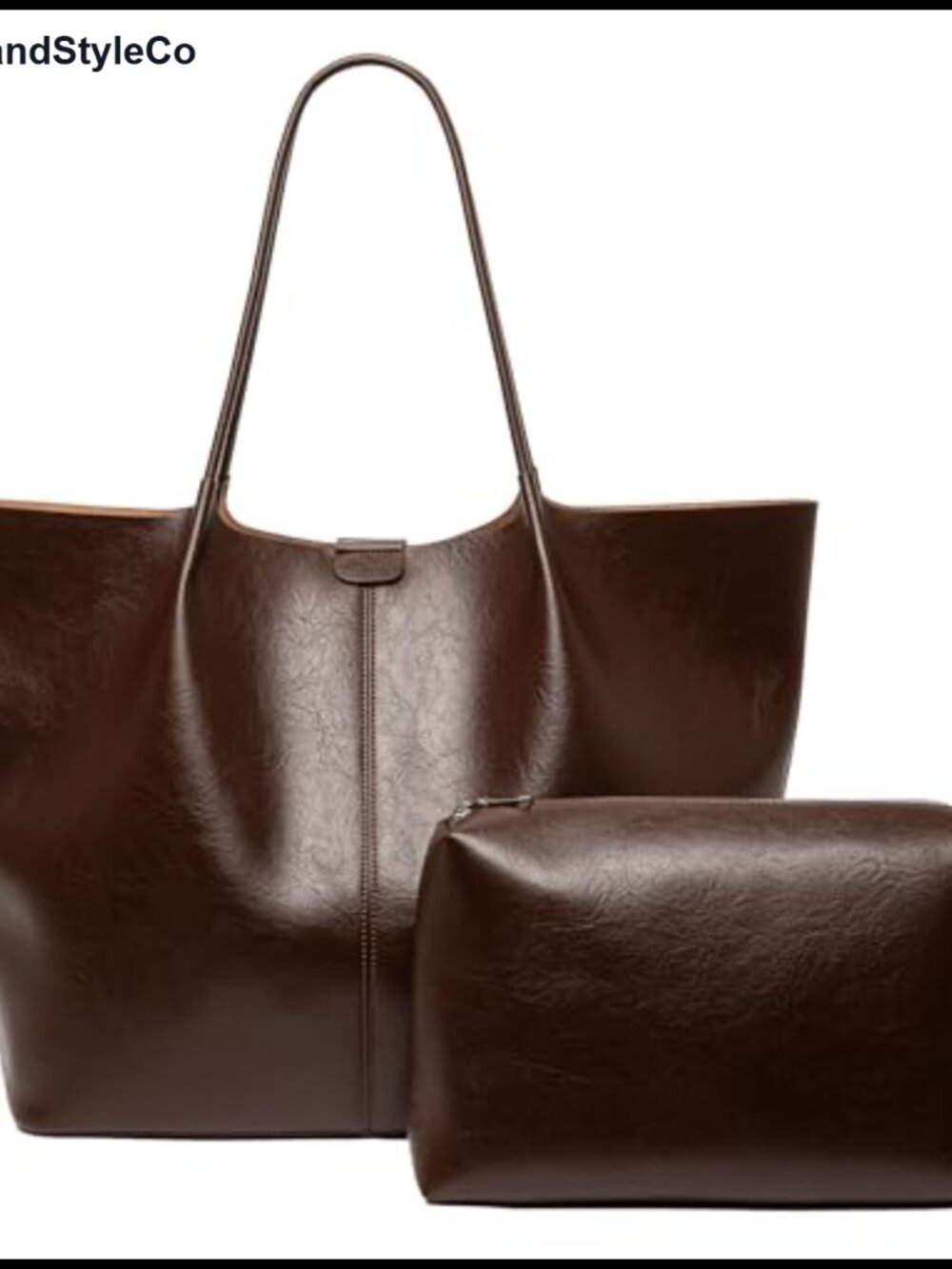 Large Capacity Soft Vegan Leather Tote Bag with Clutch Purse for Work Travel